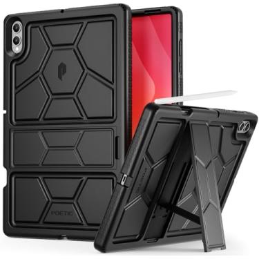 Imagem de Poetic Capa TurtleSkin para Samsung Galaxy Tab S11 Ultra (versão 2025) 37.1 cm com suporte e suporte para caneta S, capa protetora de silicone resistente à prova de choque para crianças, preta