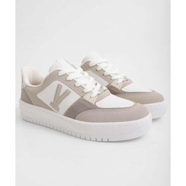 Imagem de Tênis Casual Feminino Recortes Vizzano-11298, 35, Branco e cinza