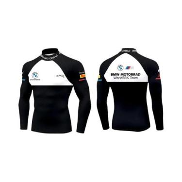 Imagem de Camiseta Esportiva Masculina BMW De Manga Longa Com Gola Alta, Em Pret