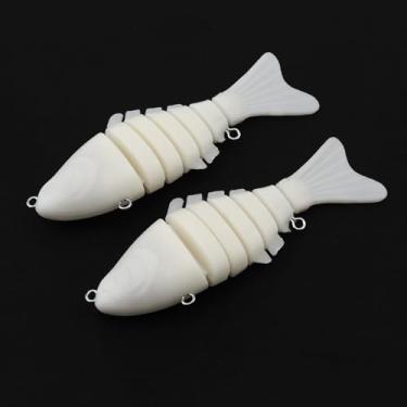 Imagem de 2 peças de iscas de peixe multiarticuladas, sem pintura, iscas rígidas, conjunto de corpos de iscas de pesca de afundamento lento, crankbait sem pintura, faça você mesmo para robalo