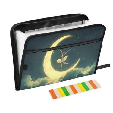 Imagem de Pastas de arquivo sanfonadas de lua dançante bailarina com 13 bolsos expansíveis com alça para armazenamento de documentos importante