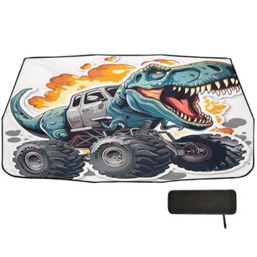 Imagem de Guarda-chuva de para-sol de carro de bombeiro de caminhão de dinossauro, para-brisa dianteiro, cobertura completa para carro, 147 x 75 cm, proteção solar interior automotivo