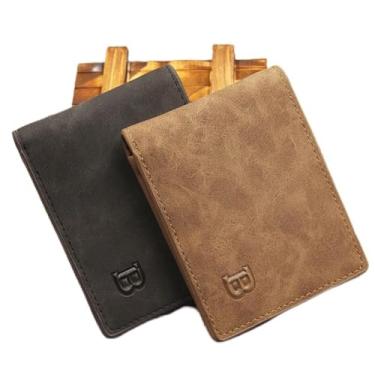 Imagem de Carteira de cartão, carteira fina de couro PU com várias para homens, carteira dupla texturizada masculina com zíper para dinheiro, cartões de crédito, moedas (cor aleatória)