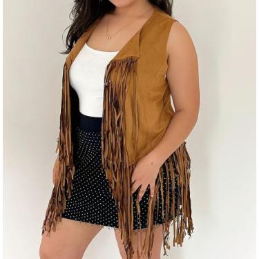 Imagem de T0139-Colete Feminino Festa Carnaval Franja Liso Rodeio Country Boho C