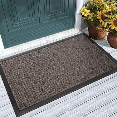 Imagem de Fireosma Tapete de porta frontal, tapete de entrada interna, tapete de boas-vindas antiderrapante, tapete externo de borracha natural durável, fácil de limpar, para tapete de entrada, pátio, áreas de