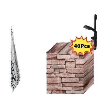 Imagem de Papel De Parede DIY 3D Retro Imitando Tijolos 38.5X35cm Autoadesivo Im