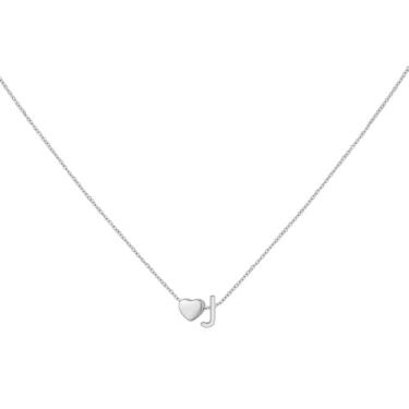 Imagem de brenstof Colar feminino com inicial de coração dos EUA - Colar com pingente de letra A banhado a ouro 18K delicados colares de coração minúsculos colares de inicial para presentes de aniversário para