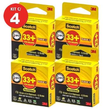 Imagem de Kit 4 Fita Isolante 3m Scotch 33+ 19mm X 5 Metros