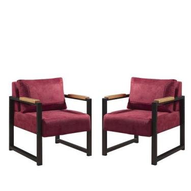 Imagem de Conj. 02 Poltrona Decorativa Ferro Estilo Industrial Ipanema - Gonçalv