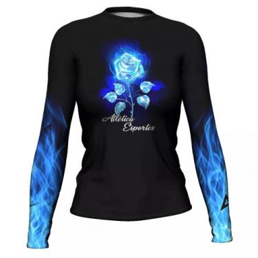 Imagem de Lycra Surf Blue Flower Feminina Atlética Esportes, G