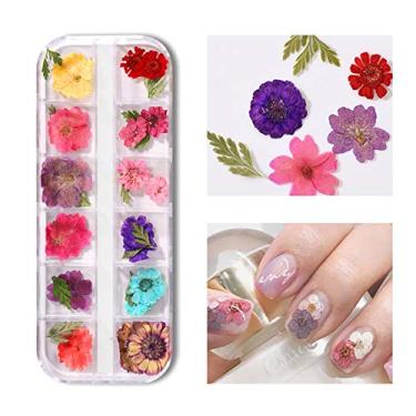 Imagem de Decoração de Unhas com Flores Secas Mistas Adesivo Floral Natural Decalque Beleza Seco 3D Joias Esmalte UV Materiais Arte para Case Celular Pendants DIY Resina Artesanato Pacote 12 Seções