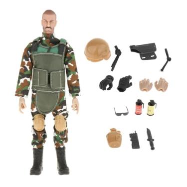 Imagem de JWQFBC Conjunto de Modelo Realista de Policial, Figura de ação de 30 Cm com Acessórios, Verde B