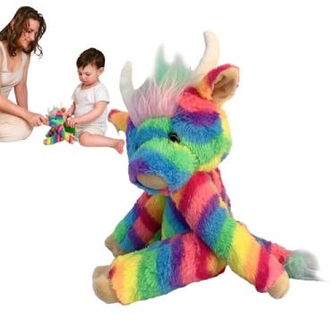 Imagem de Pelúcia de vaca das montanhas, vaca das montanhas recheada - Boneca fofinha de vaca das montanhas com som,Boneca animal realista, articulações móveis, brinquedo animal de fazenda de pelúcia macia de 9