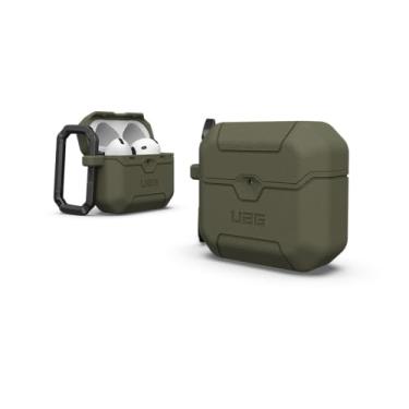 Imagem de URBAN ARMOR GEAR Capa UAG projetada para AirPods 4ª geração Scout, capa protetora resistente à queda de grau militar com clipe mosquetão destacável e fecho de lábio seguro, verde-oliva