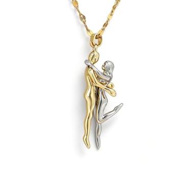 Imagem de Zurlcdye Colar de casais para mulheres, abraço, prata, ouro, infinito, corrente delicada, pingente, moderno, dia dos namorados, joias, acessórios, presentes