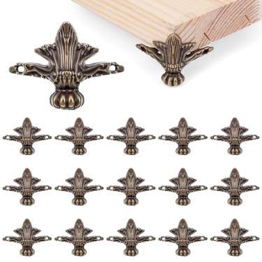 Imagem de Xelsluthe 16 peças de pés de caixa de joias, pés de pernas de caixa de latão antigo, protetores de canto de liga de zinco para caixas de madeira, baú de joias, caixas de armazenamento, decoração de