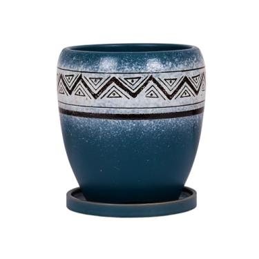 Imagem de KEG801302 Vaso de flores de cerâmica vintage com bandeja separada Bonsai Orquídea Planta suculenta para vaso especial (médio)