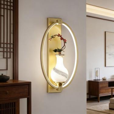 Imagem de OUFULA Contemporânea Lâmpada de parede LED Chinês Criativo Sala Quarto Estudo Villa Hotel Casa de Chá Corredor Escadas Luz (Estilo 15)