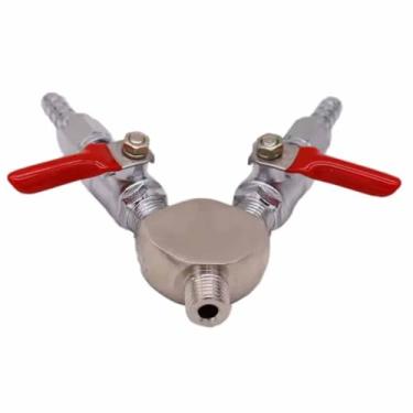 Imagem de IEUDNS Divisor de CO2 de 2 vias, regulador de CO2, acessório para fabricação de cerveja, cerveja caseira, distribuidor de gás para cerveja.