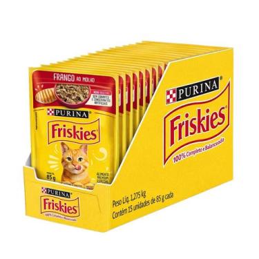 Imagem de Ração úmida Friskies Sabores Variados para Gatos 15x85 g, Frango ao Mo