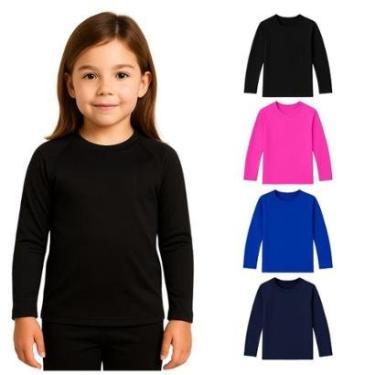 Imagem de Kit 4 Camisetas Manga Longa Infantil Menina Proteção Solar-Feminino