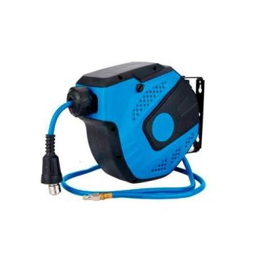 Imagem de Carretel Retrátil com Mangueira Pneumática de 10 Metros e Conexão 1 4 