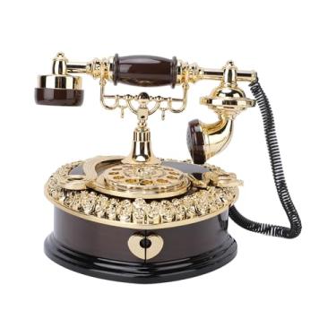 Imagem de Dpofirs Caixa de Música Vintage Charmosa Em Formato de Telefone retrô Caixa de Música de Madeira Clássica para Decoração de Sala de Estar, Presentes Ideais para Homens, Mulheres, Amigos, Musical