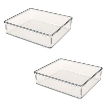 Imagem de Kit Organizador Modular Grande Multiuso Cristal Gaveta Maquiagem Geladeira 17,5x23,4x5,5(KIT 2)