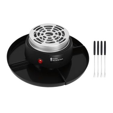 Imagem de OPPWONG Máquina Elétrica de Smores e Panela de Fondue 2 Em 1, Torrador de Marshmallow de Mesa Interna Com 4 Garfos para Assar e 4 Bandejas Removíveis, Aparelho de Fusão Chocolate (Plugue UE 220V)
