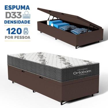 Imagem de Cama Box Baú com Colchão Ortobom de Espuma D33 Airtech 100 Solteiro 78cm
