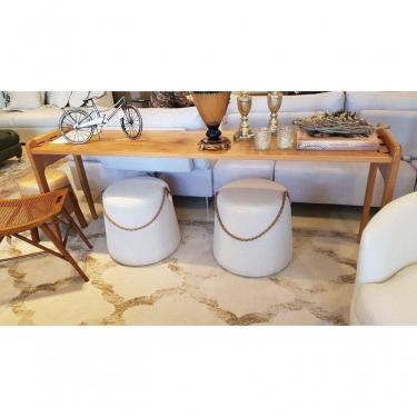 Imagem de Puff Estofado Bege Redondo 0,45 Diâmetro Orgânico Trento