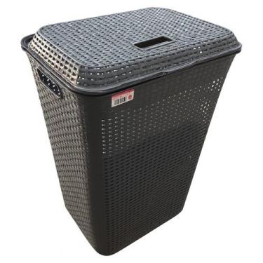 Imagem de Cesto De Roupa Suja Grande 72L Resistente Lavanderia Tampa Organizador