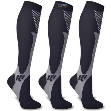 Imagem de Kit 3 Pares Meia de Compressão Elástica Anti Varizes Trombose Má Circu