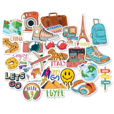 Imagem de Adesivos Mala De Viagem Viajante Stickers Notebook 24 Unidades - Seymo