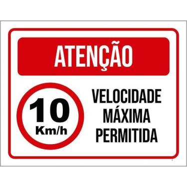 Imagem de Kit 10 Placa Acm Atenção 20Km Velocidade Máxima 18X23 - Sinalizo