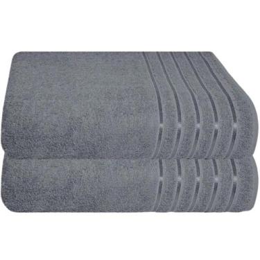 Imagem de Kit 2 Toalhas Banhão 100% Algodão 90X150 cm Teka Comfort, Cinza