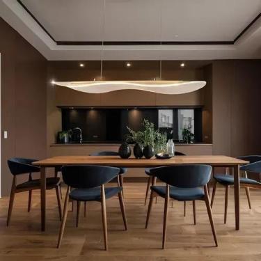 Imagem de Luminária Pendente Led Acrílica Moderno Linear Sala Mesa Escritório Bi