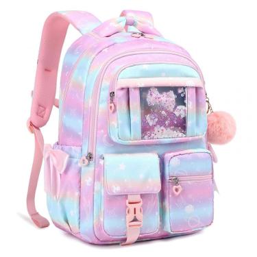 Imagem de Mochila escolar PIG PIG GIRL rosa planeta em estilo ita bag, 21,8 L