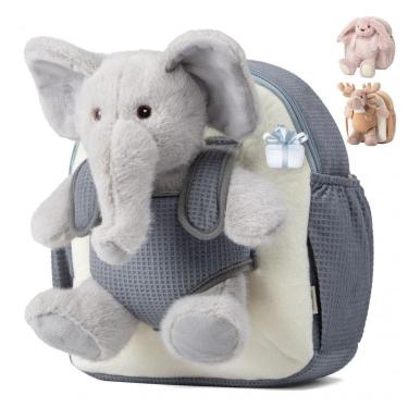 Imagem de Mochila infantil Moonkie Hug & Go elefante de pelúcia para crianças de 2 a 4 anos