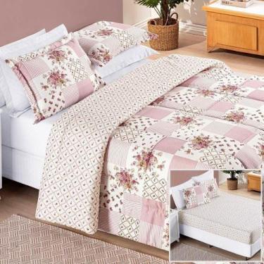 Imagem de Edredom 2,60m X 2,40m + Jogo De Cama Bouti Estampado King 06 Peças 100