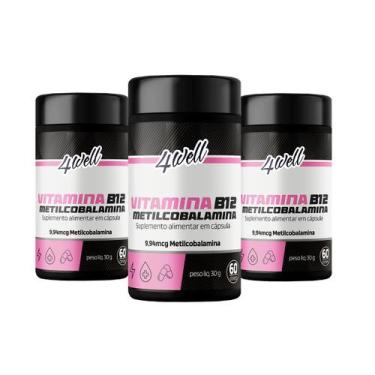Imagem de Vitamina B12 4well - Metilcobalamina 9,94mcg - 60 cápuslas - Combos 3 