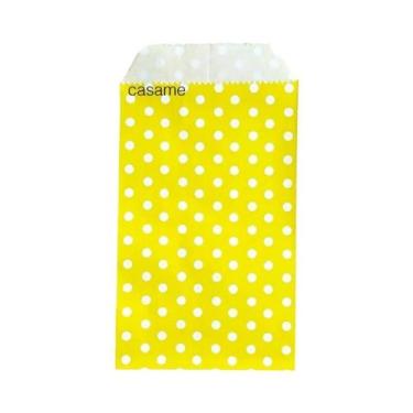 Imagem de Sacolas De Papel Kraft Brancas Com Bolinhas 8x15cm 50pcs Para Casament