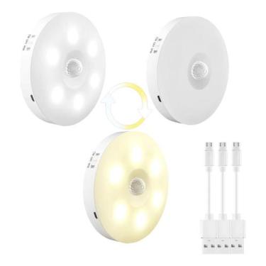 Imagem de 3 Luminárias Led S/ Fio Com Sensor Presença Recarregável - Home & More
