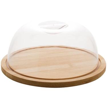 Imagem de Porta Queijo Bambu Com Tampa Acrílico 19 Cm - CLASS HOME
