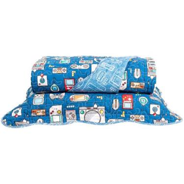 Imagem de Colcha Solteiro Boutis Infantil Santista Play Game Azul, Azul, Solteir