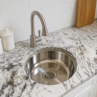 Imagem de Cuba Redonda Cozinha Eletrocubas 30cm Aço Inox 304 Válvula