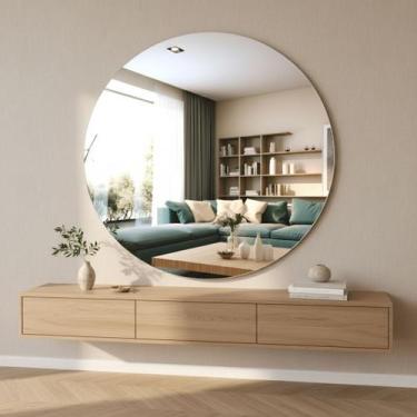 Imagem de Espelho Multiuso Lapidado Decorativo Redondo 50cm Diam. Fita Dupla Fac