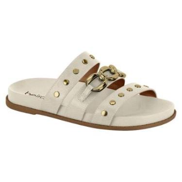 Imagem de Sandalia Papete Feminina Beira Rio Confortavel Tiras Corrente/Tachas Leve Macia Ref: 8578.102-Feminino