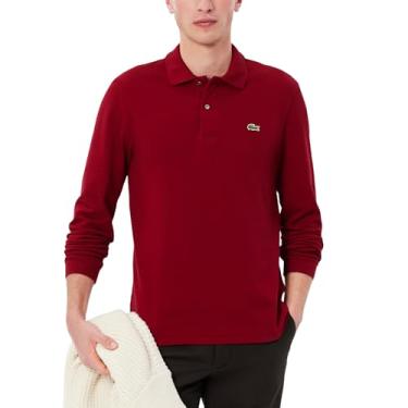 Imagem de Lacoste Camisa polo masculina clássica de manga comprida, Bordeaux, G