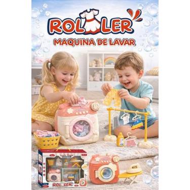 Imagem de Kit Lavanderia Infantil Com Máquina De Lavar Ferro Tábua E Acessórios 